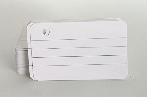 Ciben Thick Mini Punched Study 100 Cards, 3.5&#034; X 2.5&#034; White with Ring