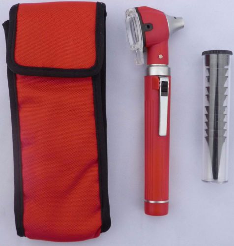 Fiber Optic Mini Otoscope Diagnostic Set,(Red)Bright &amp; Whitest LED ilumination