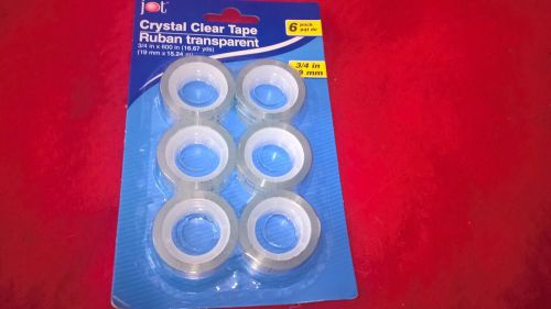 6 ROLLS 3/4&#034; X 600&#039; Crystal Clear TAPE Ruban Transparent Dispenser Refills BULK