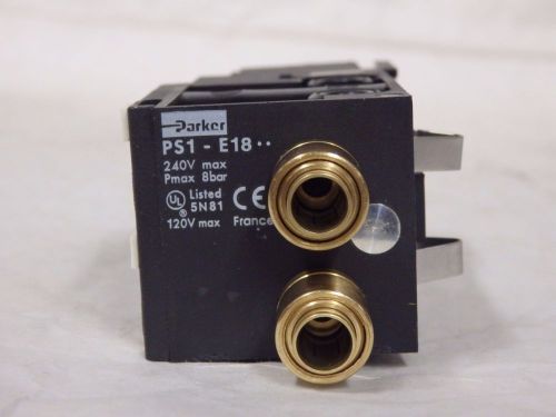 Parker Single Solenoid 4/2 Valve PS1E1867 6mm Push In Connection 240V 8 Bar (E6)