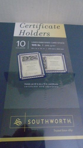 Southworth PF8 Black Certificate Holders 105 lb 9-1/2&#034;x12&#034; 10/PK Linen Embossed