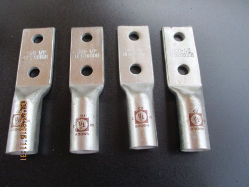 4 Morris Copper Long Barrel 2 Hole Compression Lugs - 94390 500-1/2 Brown