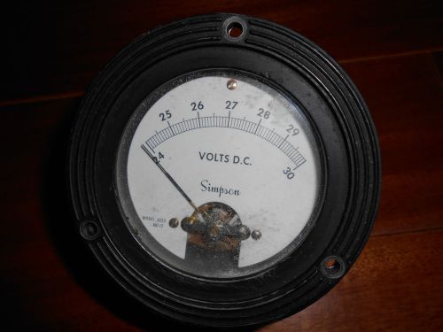 PANEL METER -- SIMPSON MODEL 3223 --3.5&#034; ROUND -- 24 TO 30 VOLT DC