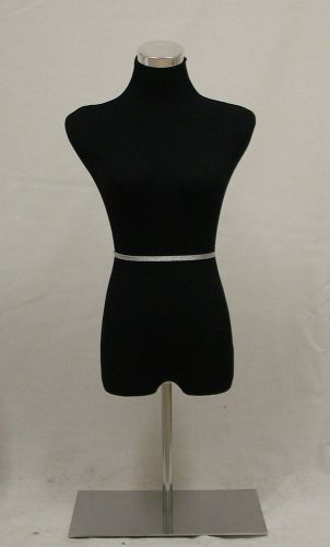 34&#034;25&#034;33&#034; TABLE TOP BLACK MANNEQUIN DRESS FORM W/BRUSHED STEEL BASE