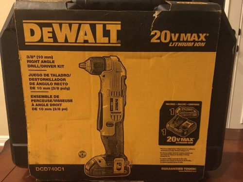 Dewalt max lithium ion 3/8&#034; right angle drill/driver kit - dcd740c1 for sale