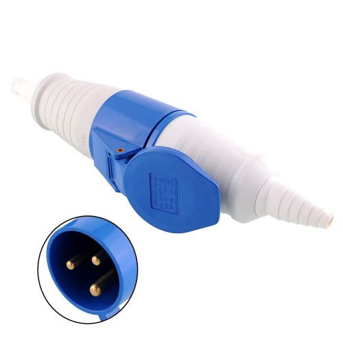 Hot 32A 3 Pin Plug Coupler Wall Socket Blue 250V IP44 For Caravans Motorhome