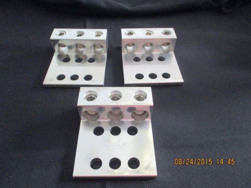 Set o3 Mechanical Lugs Three Conductors - Two &amp; Four Hole Mount 600MCM-#4 Awg