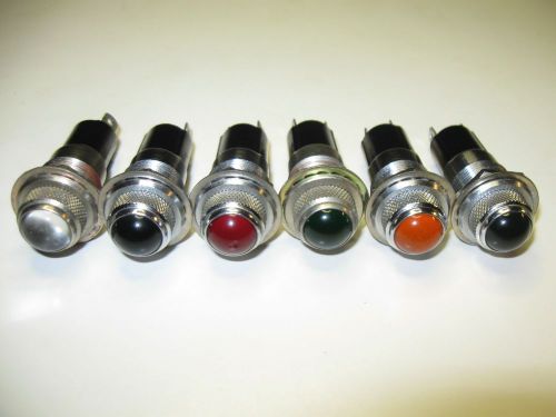 (6) Vintage DIALCO Panel Mount Jewel Indicator Lights with 1819 Bulbs