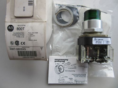 Allen Bradley 800T-QBH24G Pilot Light Push To Test LED Green NEW!! in Box