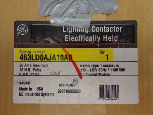 GE 463LD0AJA10A0 Lighting Contactor 30A 12P NEW