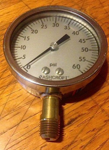 New Ashcroft 0-60 PSI 2 3/4 IN  LIQUID FILLED Pressure Gauge