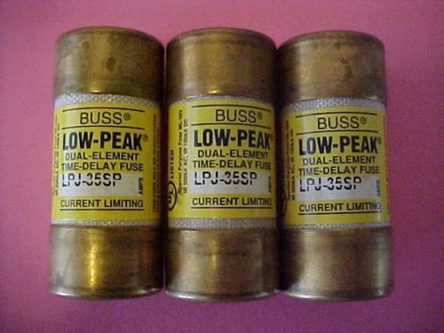 (3) NOS BUSSMANN LPJ-35SP FUSES, 35amp, Low Peak, Time Delay, Dual Element NEW