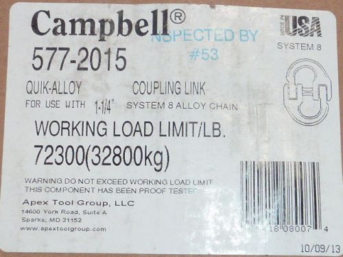 Campbell 577-2015  1 1/4&#034; quik-alloy coupling link  system 8  new  free ship!!! for sale