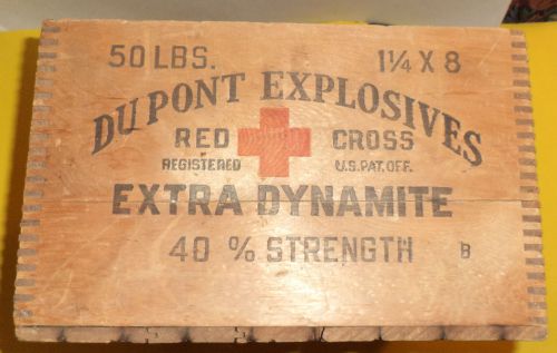 Dupont Extra Dynamite 1940s Wooden Crate Great Graphics! Nice See!