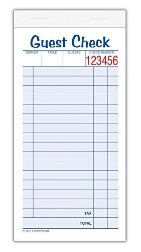 Adams Guest Check Pads, 2-Part, Carbonless, White and Canary, 6-3/8 x 3-3/8