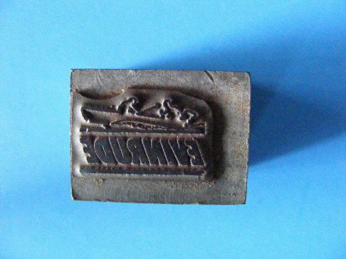 EVINRUDE advertising Letterpress TYPE CUT printer&#039;s block Vintage Printing