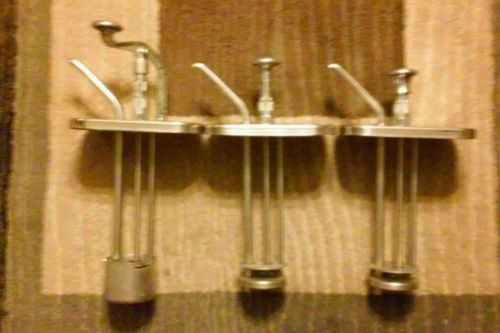 SET OF 3 VTG SODA FOUNTAIN SYRUP DESPENSER TOPS, VANILLA, CHOCOLATE, STRAWBERRY