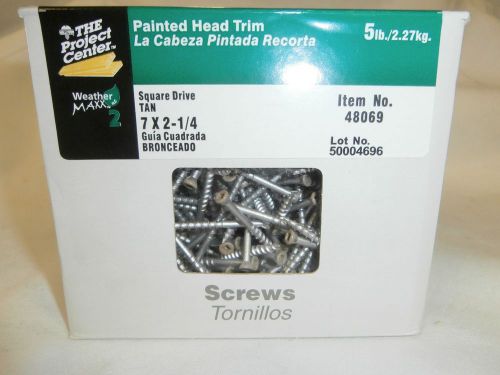 WEATHER MAX PAINTED HEAD TRIM SCREWS TAN 7 X 2-1/4&#034; SQUARE BIT DRIVE 5 POUND BOX