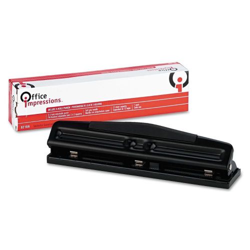 Office Impressions - Adjustable 2 or 3-Hole Desktop Punch 8 Sheet Capacity Black