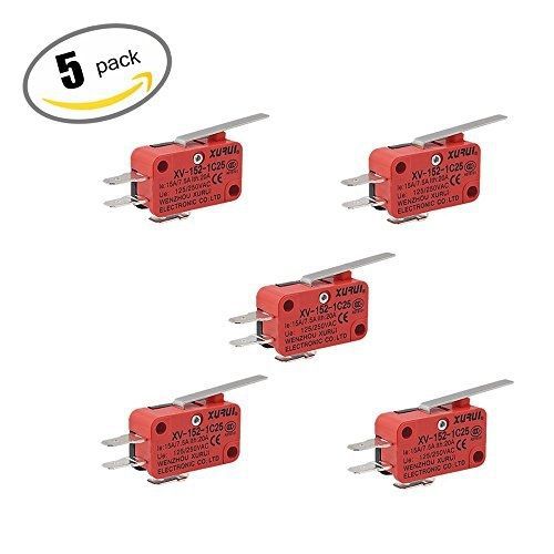 Omall (tm) xv-152-1c25 hinge lever type miniature micro switch(pack of 5) for sale