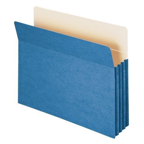 Smead file pocket, straight-cut tab, 3-1/2&#034; expansion, letter size, blue, 25 per for sale