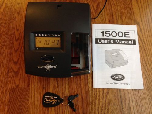 Lathem 1500E Atomic Time Clock &amp; Document Stamp - excellent condition.  Keys.