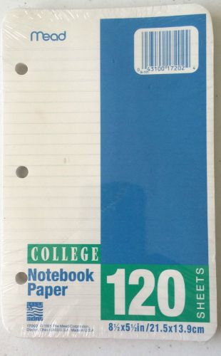 Vintage Mead College Ruled Mini Notebook 120 Sheets 3 Hole Punch 5-1/2 x 8-1/2