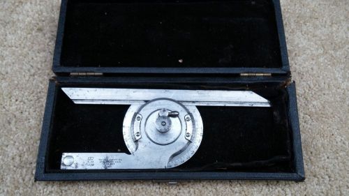 RARE VINTAGE 7&#034; L.S. STARRETT Co.  No. 364 BEVEL PROTRACTOR W/CASE