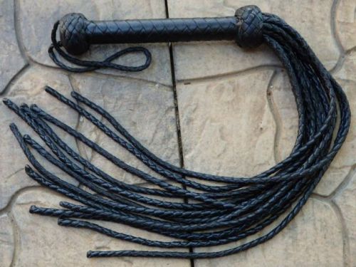 NEW Black Full Plaited Cat of 12 Tail Whip Flogger - HORSE TOOL TRAINING 9