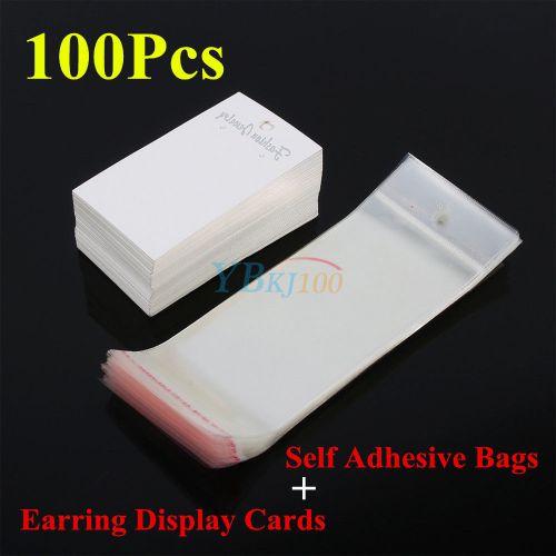 100Pcs 5cmx9cm Ear Studs Earring Display Card+Self Adhesive Bags DIY Accessories