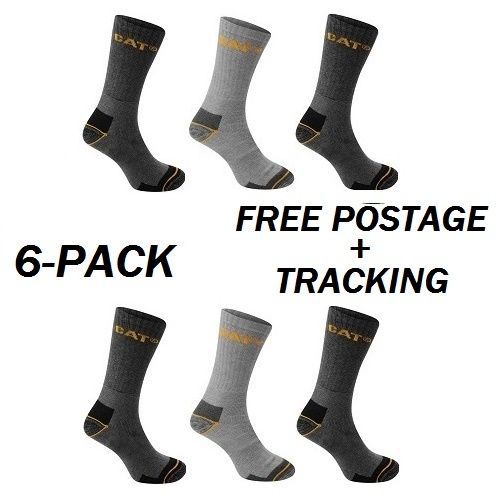 New 6-Pack CATERPILLAR Men&#039;s Premium Work Socks | Cotton-rich Heel Toe Cushion