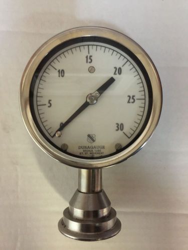 Duragauge Stainless Steel Sanitary Pressure Gauge, 0-30 PSI