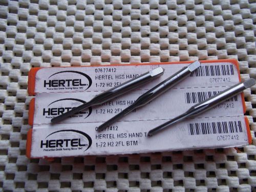 Hertal Hand Taps 1-72 H2 2FL HSS BTM USA Made Qty 3 # 07677412 New