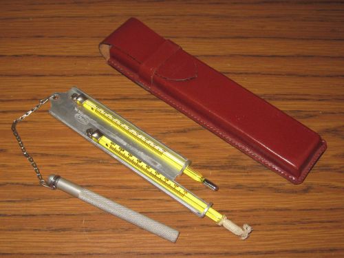 VINTAGE PSYCHROMETER w/ LEATHER CASE PRINCO USFS CHECKS HUMIDITY HYGROMETER