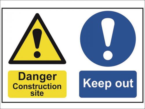 Scan - danger contruction site keep out - pvc 600 x 400mm for sale