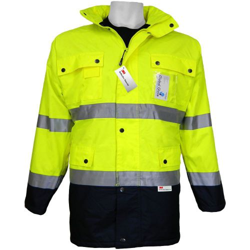 GLO-P1-4XL, ANSI Class 3, HI Vis, Winter Parka Fleece Lined, Waterproof, Sz:4XL