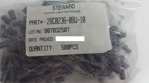 500 PCS. OF STEWARD / LAIRD  28C0236-0BW-10 FERRITE BEAD 835 OHM AXIAL 1LN