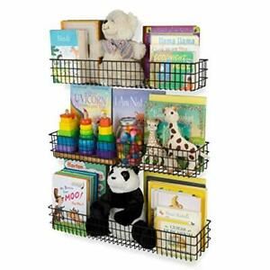 Wall35 Kansas Wall Mounted Black Bookshelf for Kids&#039; Room Decor Metal Wire St...