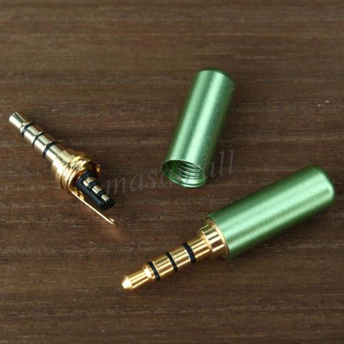 3.5mm 4 pole male repair headphone jack plug metal audio soldering green cover for sale