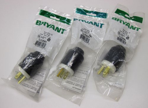 BRYANT TECH-SPEC PLUG 2-POLE 3-WIRE GROUNDING 15A 125V NEMA 5-15 5266N LOT OF 3