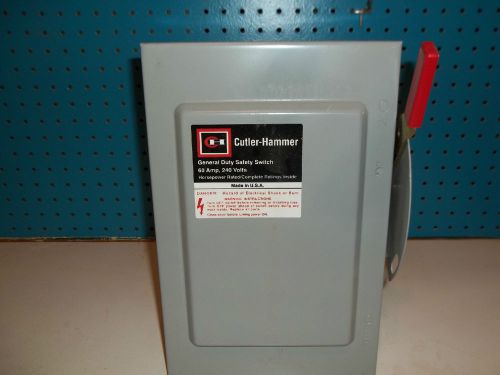 Cutler Hammer Eaton General Duty Safety Switch DG322NRB, 60A, 240 VAC/V (NOS)