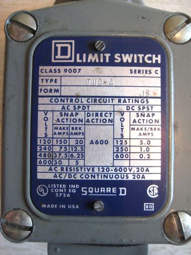 (V49-1) 1 NEW SQUARE D 9007-TUC-4 LIMIT SWITCH