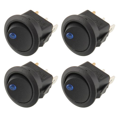 4pcs Blue LED Lighted Dot Rocker Switch 19mm ON/OFF Toggle Car Boat Vehicle