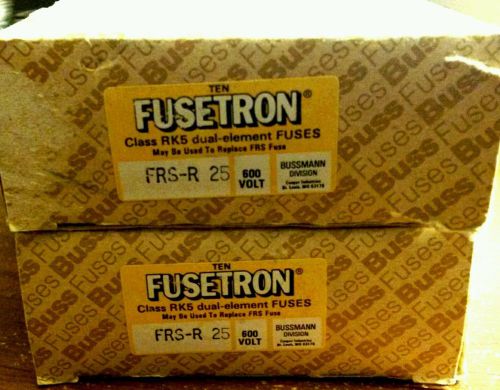 Bussmann Fusetron Time Delay Fuses FRS-R-25 600V 25A  NIB (20) Total