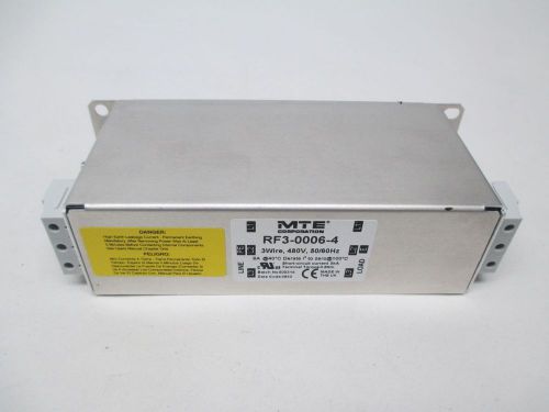 NEW MTE RF3-0006-4 3 WIRE 50/60HZ LINE FILTER 480V-AC 6A AMP D302154