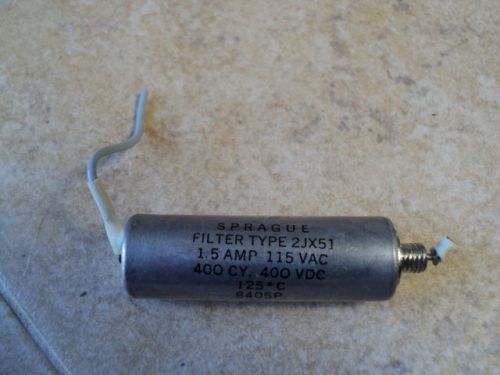 2JX51 SPRAGUE 1.5 AMP 115VAC 400VDC LINE FILTER USED