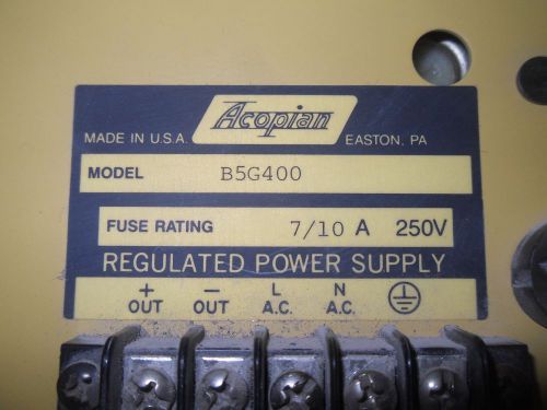 (X12) 1 USED ACOPIAN B5G400 REGULATED POWER SUPPLY