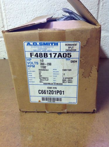 NEW AO Smith 1/2 HP 1100 RPM 200-230 V 48Y Fr Semi-Encl Encl M# F48B17A05