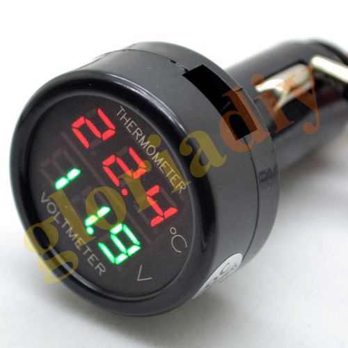 12v/24vdual display dual function car voltage+thermometer display 2in1 red+green for sale
