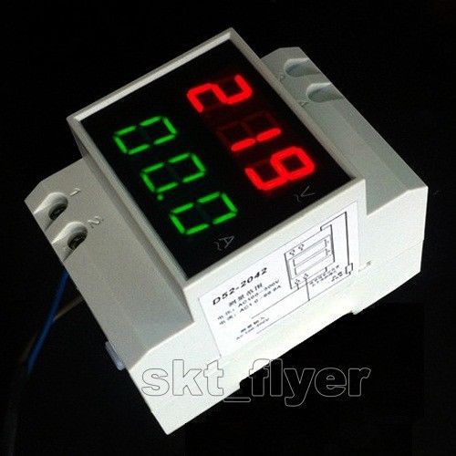 AC 80-300V 100A Digital Dual Display DIN RAIL Ammeter Voltmeter Voltage 110V 220